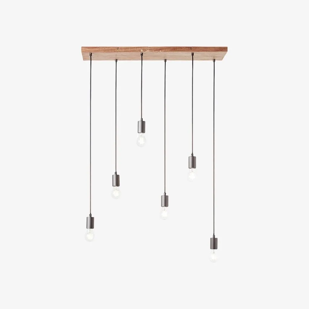 Vornix 6-Light Linear Pendant - Timber Beam Modern Industrial Fixture for Kitchen Island Dining Room KL1804
