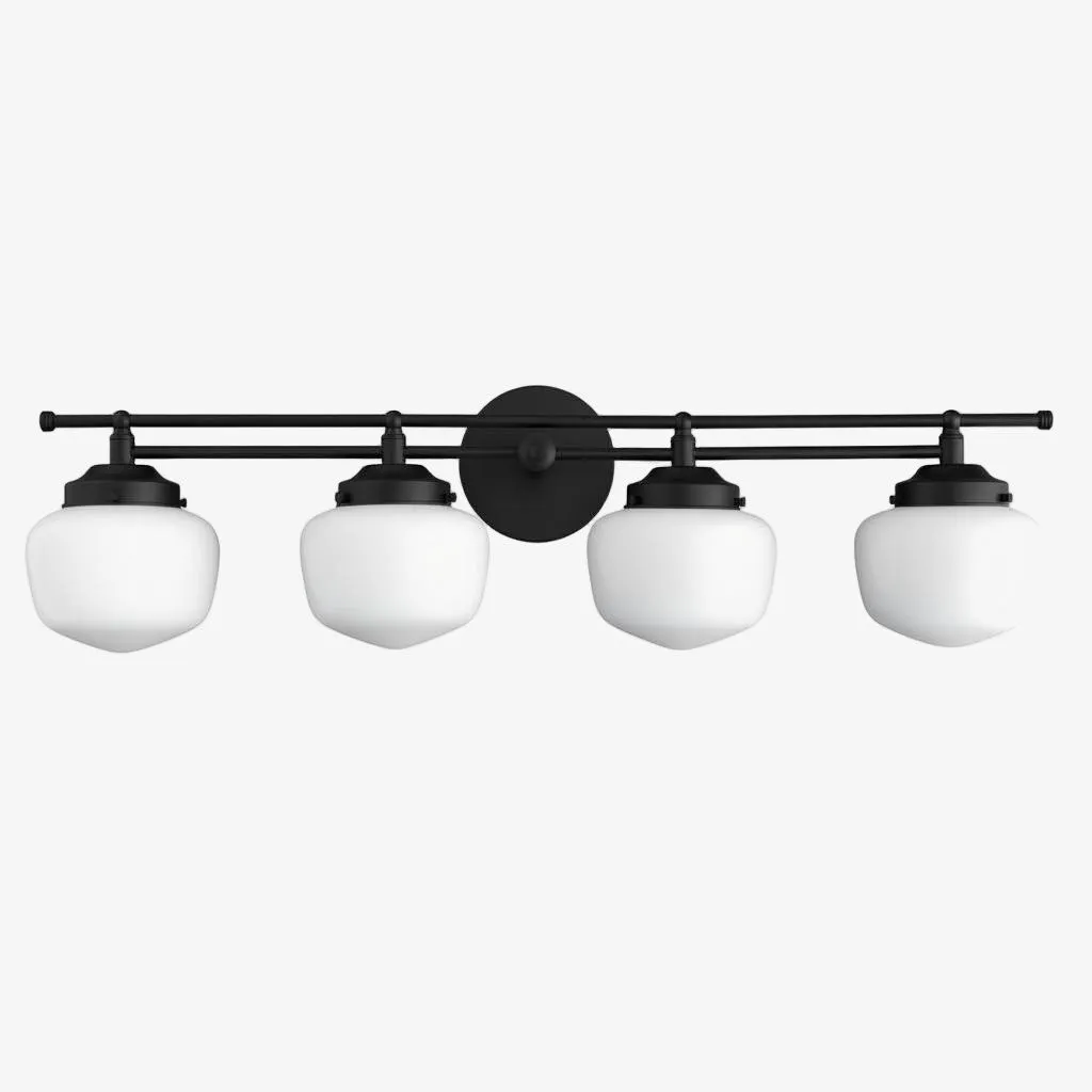 Opalume Glass Art Deco Vanity Light - Bathroom Wall Sconce with White Glass Shades KL1403