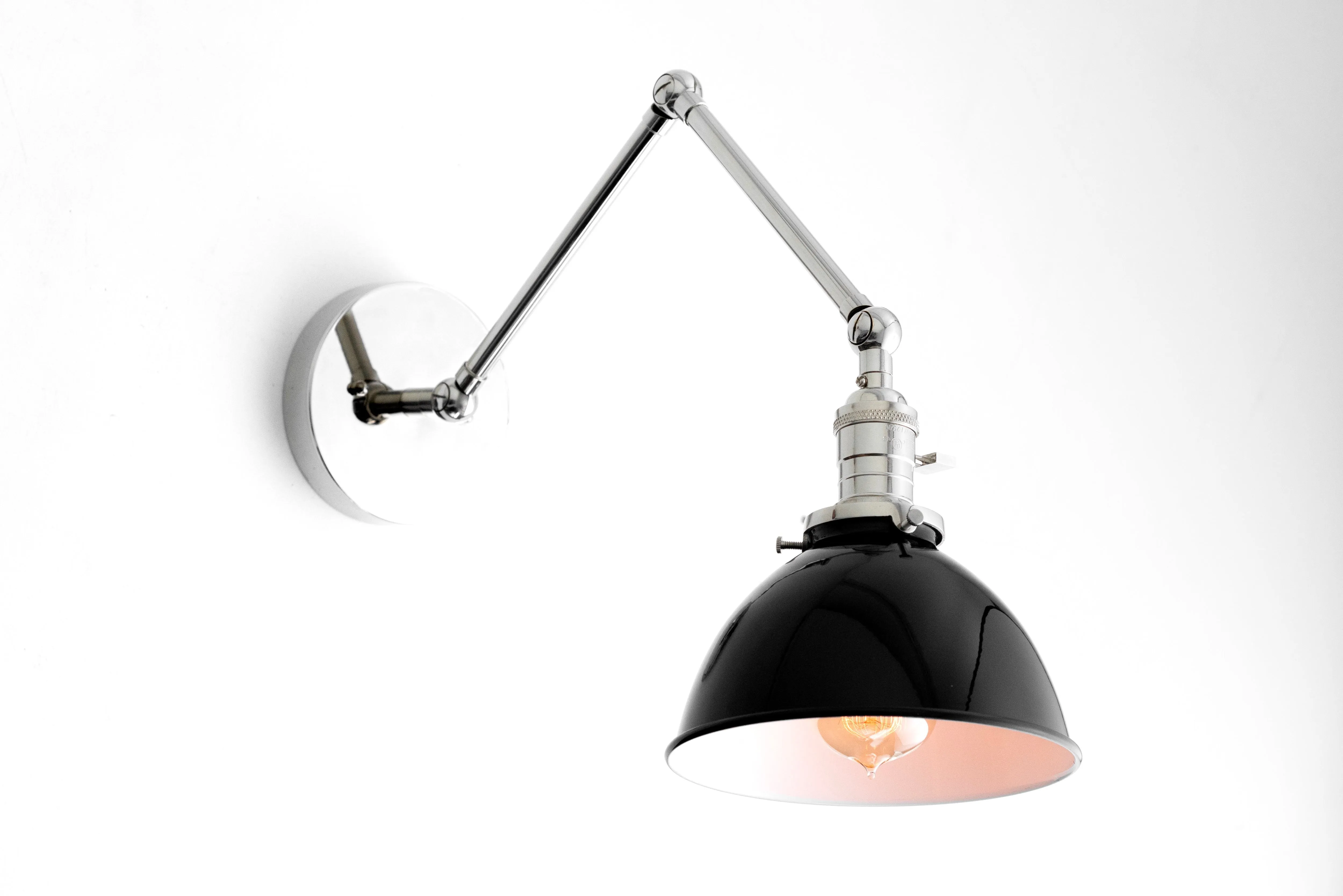 Conique Metal Vintage Industrial Swing Arm Wall Lamp - Adjustable Dome Shade for Study KL1440