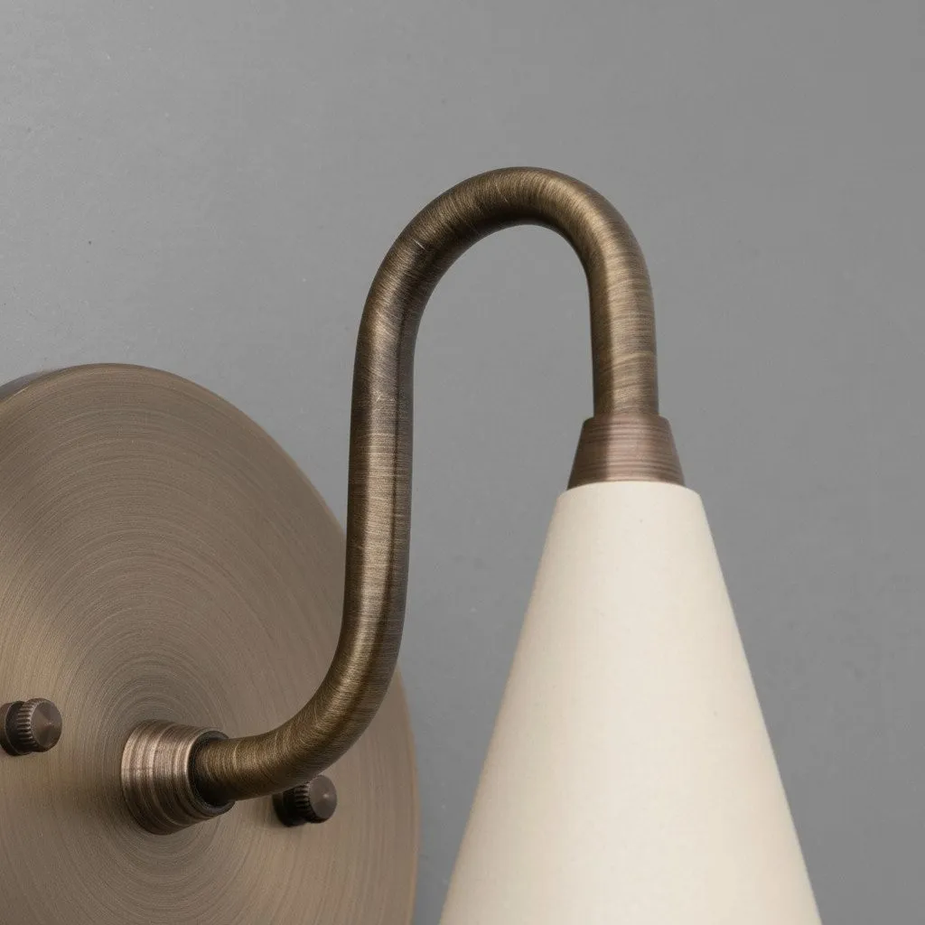 Curva Metal Cone Shade Sconce - Vintage Brass Wall Light for Entryway or Stairwell KL1720