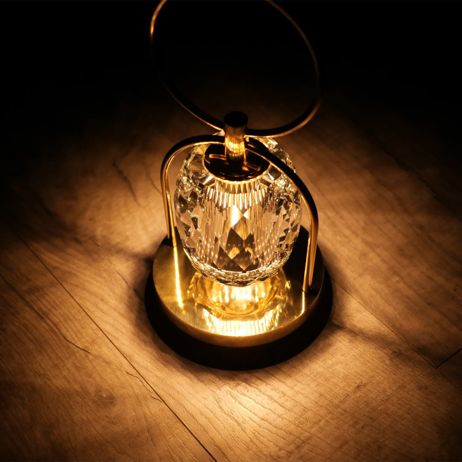 Vintage Brass Crystal Rechargeable Lamp