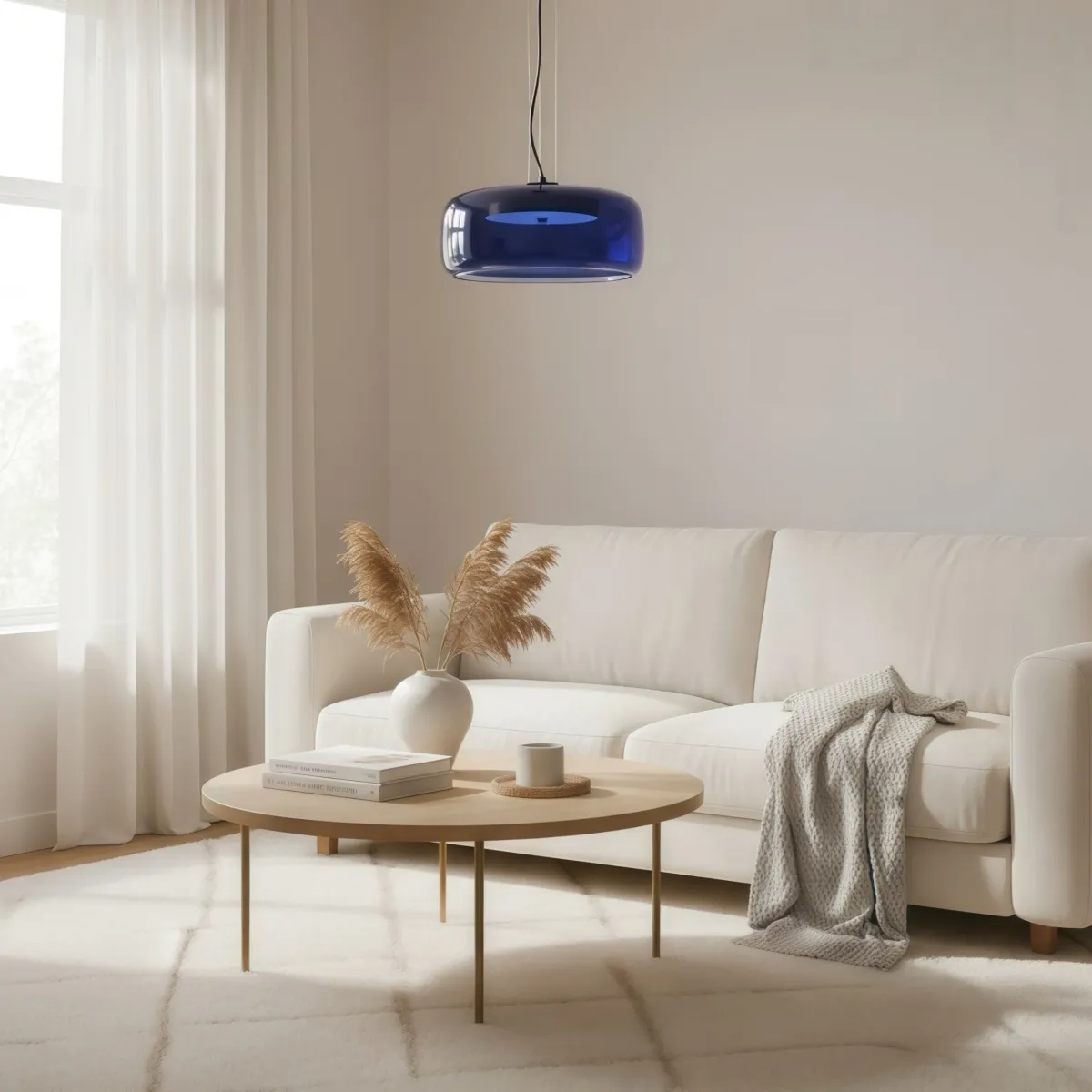 Lunorae Rounded Glass Pendant Light - Modern Sculptural Light for Living Room KL2254