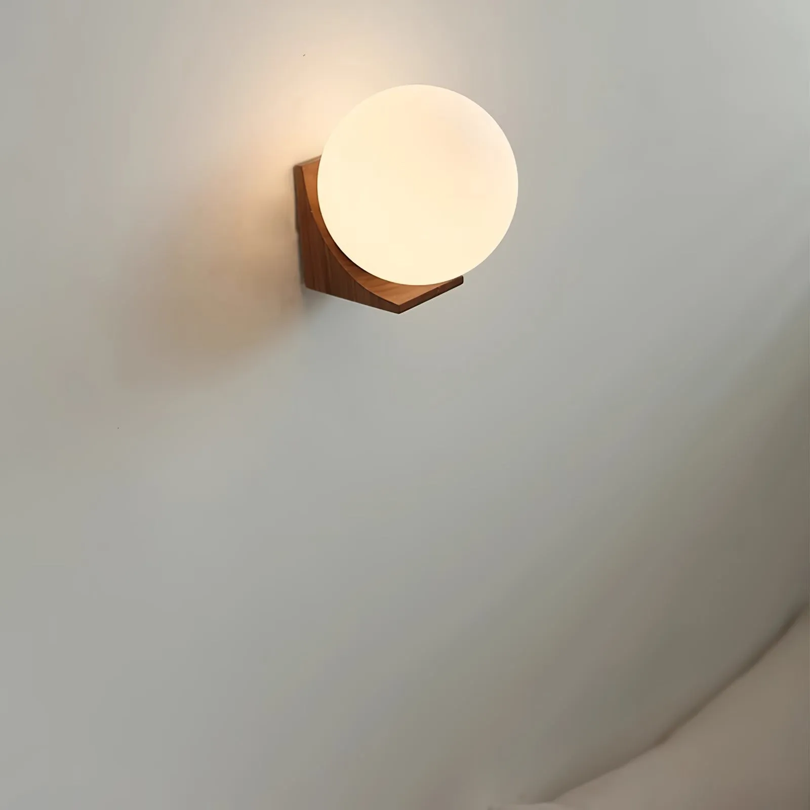 Minimalist Wooden Geometric Bracket Glass Globe Wall Lamp KL361