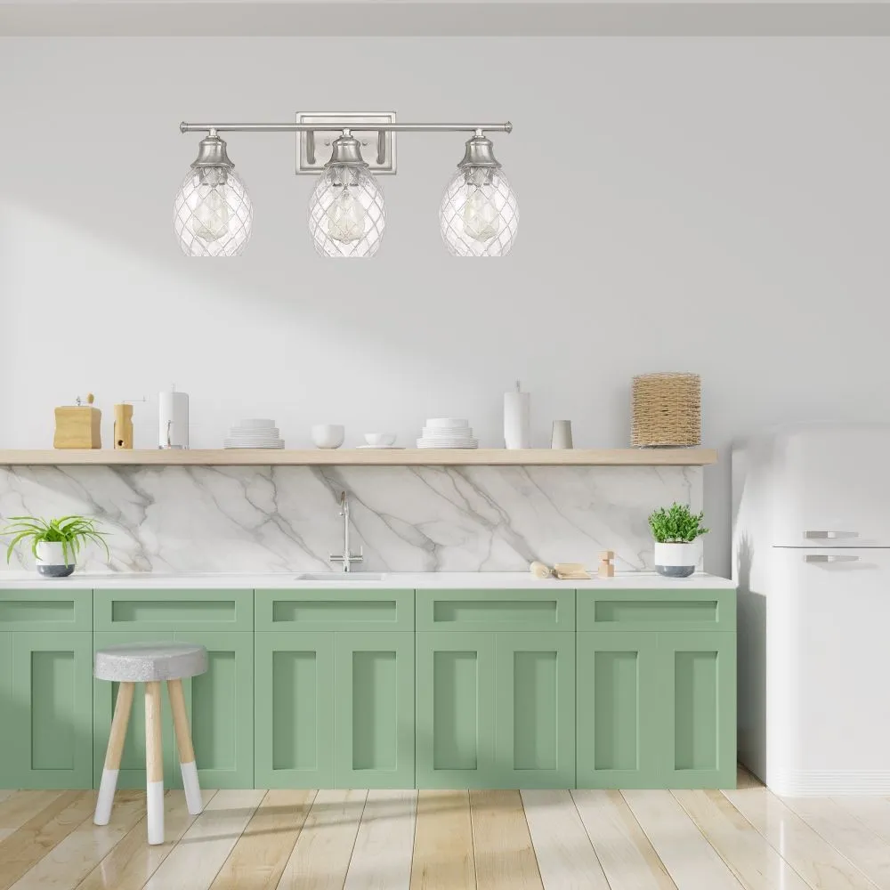 Modern Farmhouse Brushed Nickel Glass Wall Light KL79