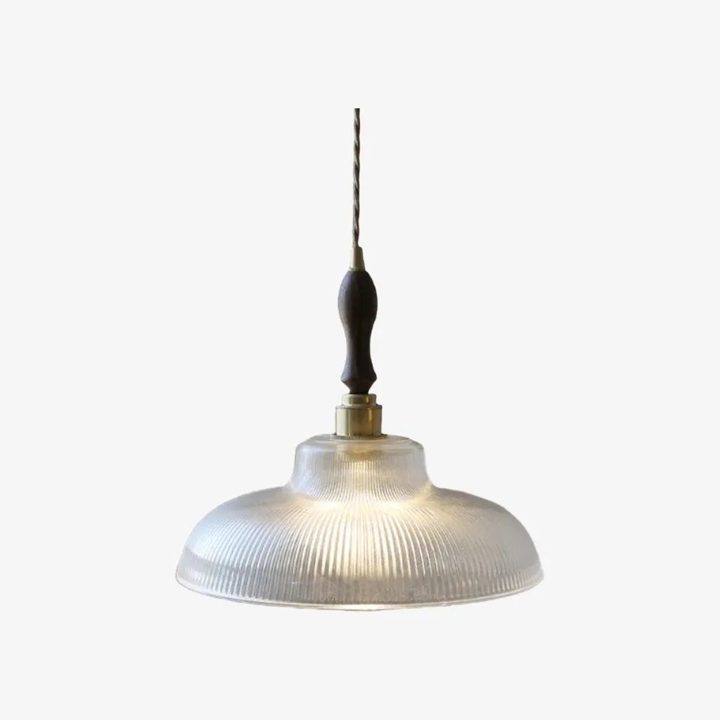 Ribilux Ribbed Pendant Light - Vintage Glass and Metal for Kitchen and Dining Room KL2262