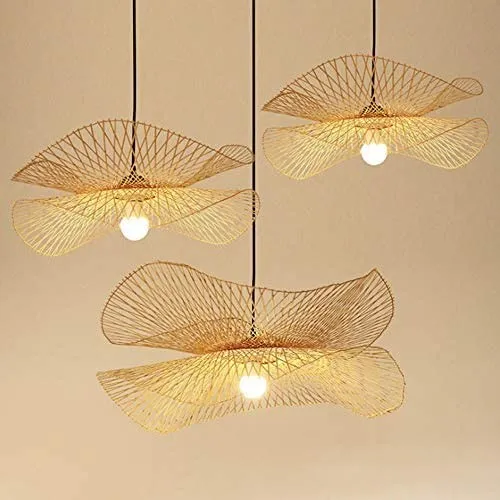 Bamboo Woven Lotus Pendant Light