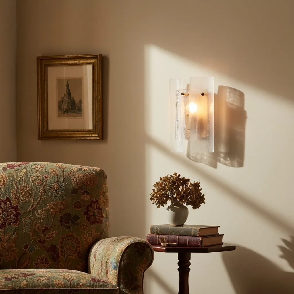 Velora Layered Textured Glass Wall Light - Living Room or Hallway Sculptural Modern Design KL2344