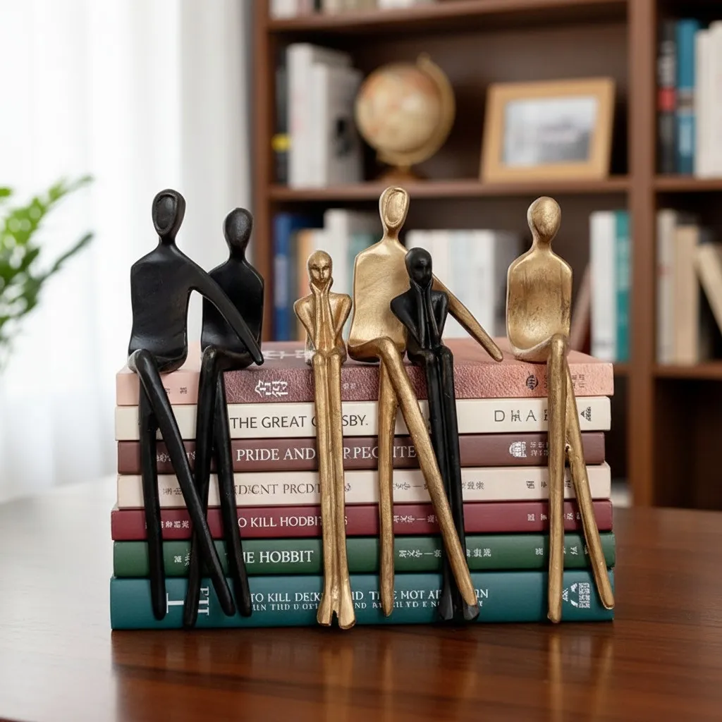 Floxo Abstract Human Figurine And Lazy Dog Sculpture - Nordic Minimalist Metal Decor Shelf And Desk Styling KL2346