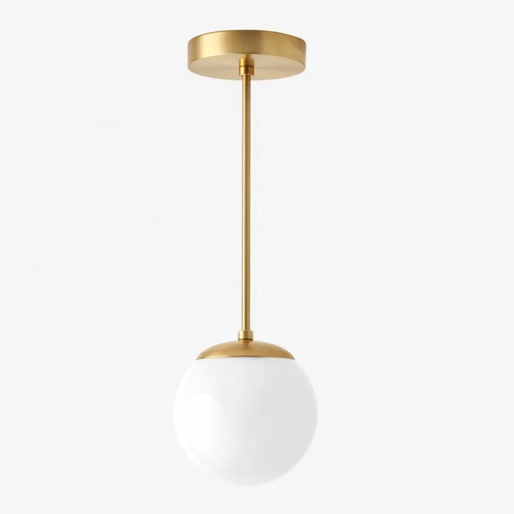Glorica Glass White Globe Pendant Light - Mid Century Modern Glass Hanging Fixture KL1423