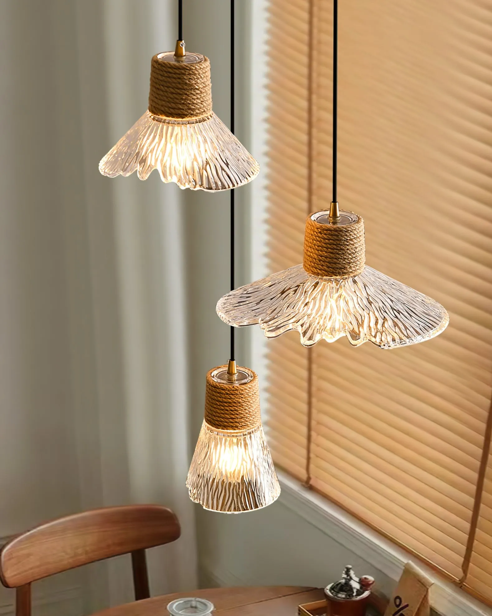 Hemp Rope Glass Pendant Lamp KL1030
