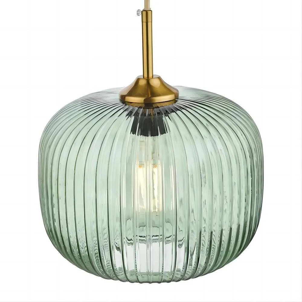 Demarius 1 Light Ribbed Glass Pendant Lamp