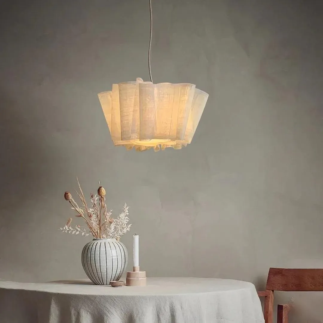 Pleated Linen Fabric Pendant Light – Nordic Layered Fabric Shade Lighting KL1212
