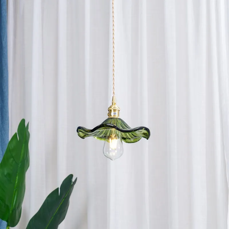 Retro Hibiscus Flower Glass Pendant Light KL113