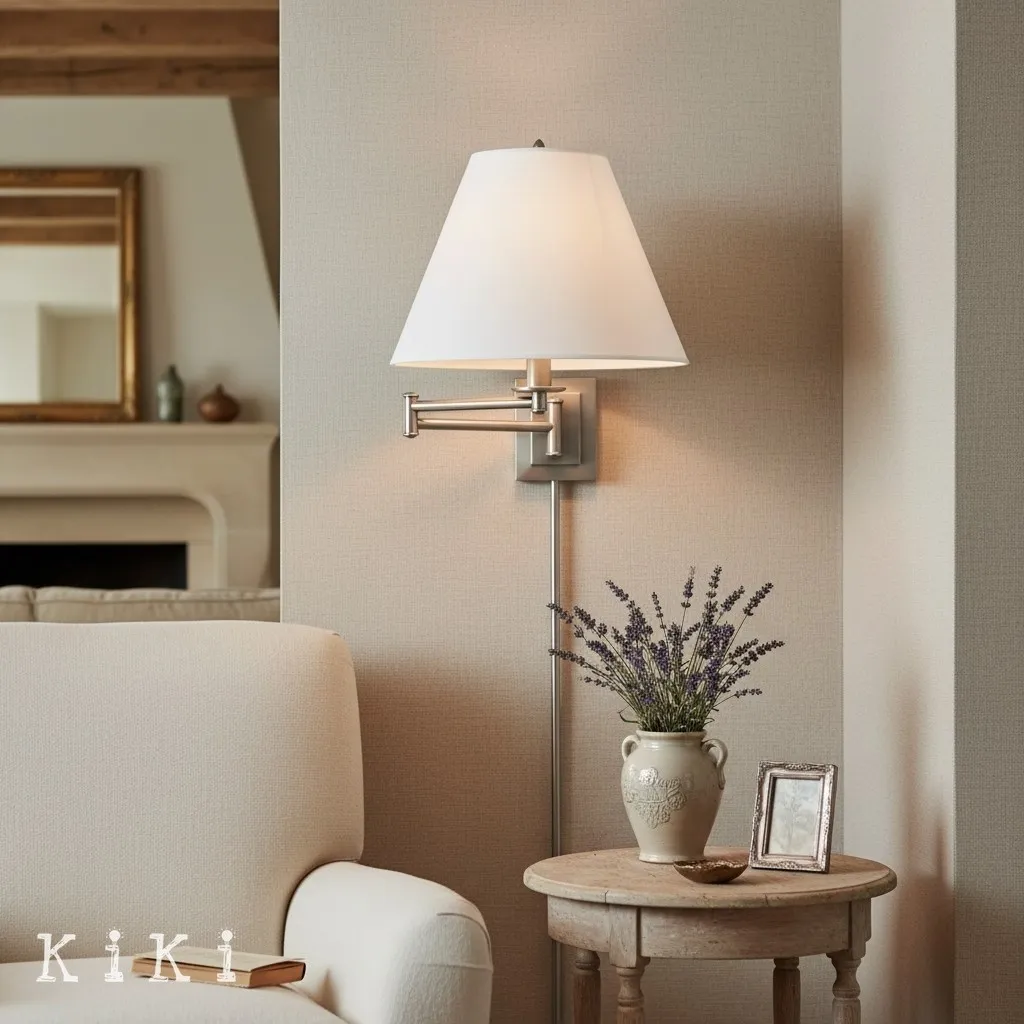 Arcuma Swing Arm Metal Wall Lamp - Retro Rotating Sconce for Bedside Reading KL2067