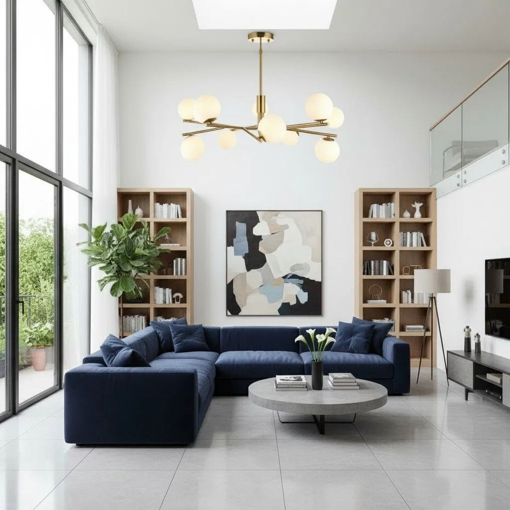 Tivara Mid-Century Modern 10-Light Chandelier - Chandelier with Globe Shades for High Ceilings KL1813