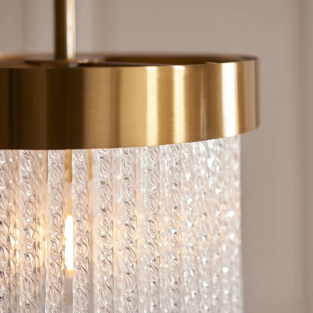 Cavara Multi-Tier Glass Rod Chandelie - Tiered Brass Pendant for Dining and Entry KL1834