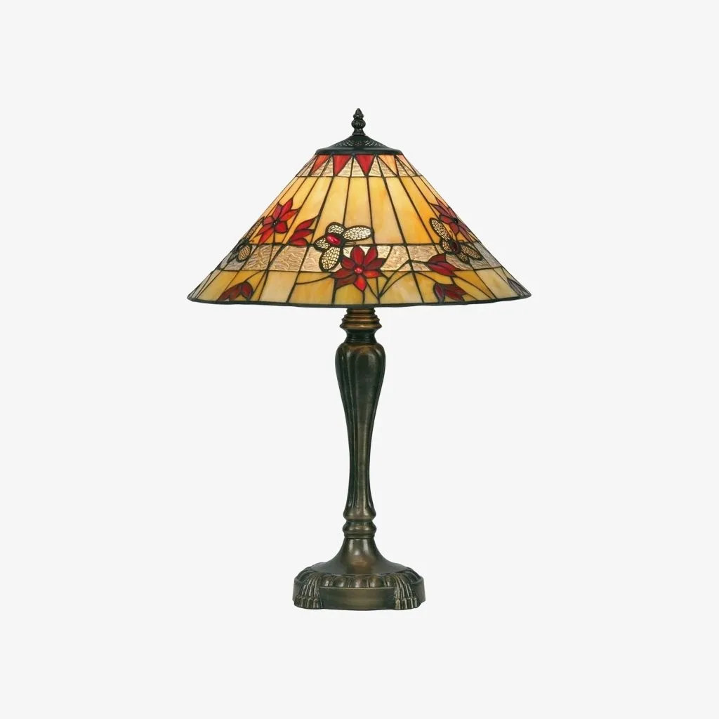 TF Butterfly Table Lamp - Hand-Cut Stained Glass Shade Table Light for Living Room and Bedroom KL1807