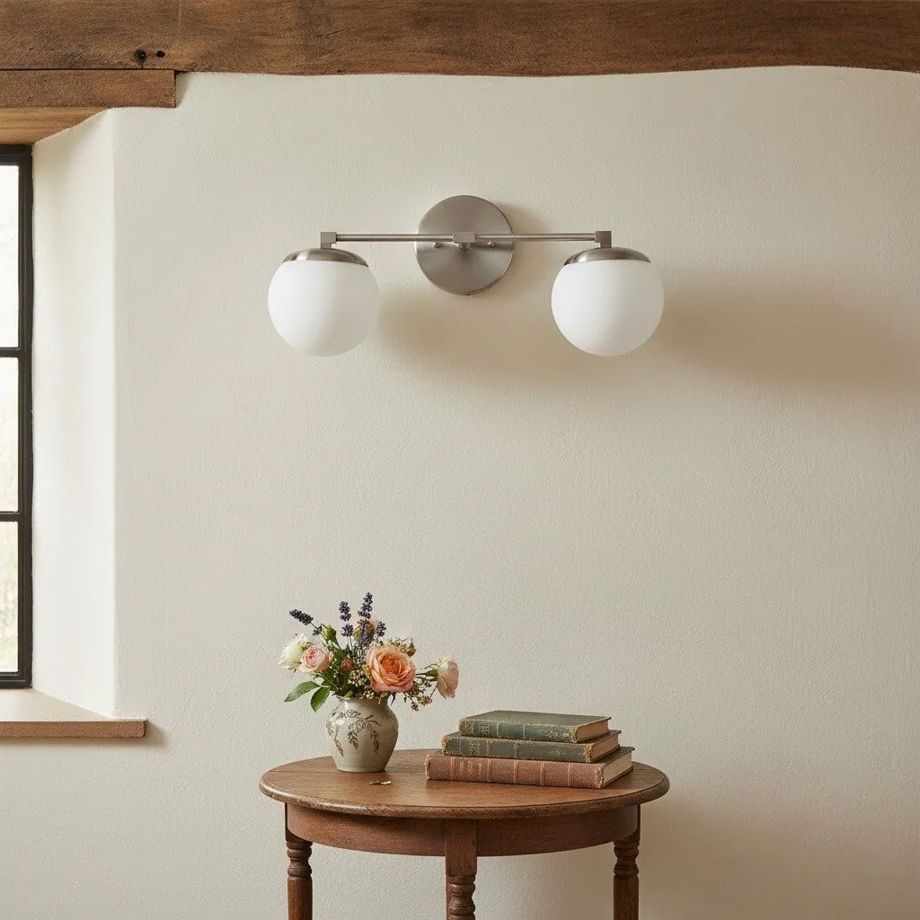 Glorica Glass Vanity Light - Art Deco Brass Wall Globe Fixture Modern KL1500