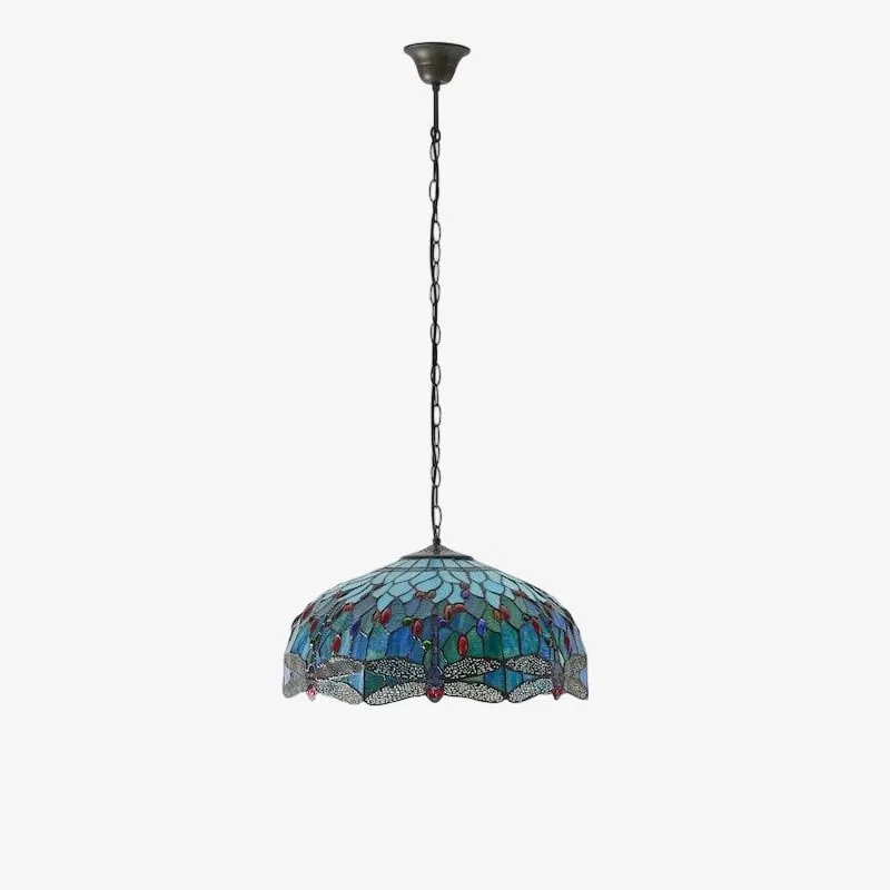 TF Dragonfly Tiffany Pendant Light - Art Nouveau Stained Glass Pendant for Living KL1800