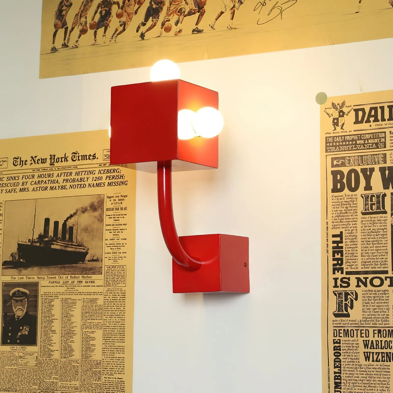 Red Cube Metal Wall Lamp KL602