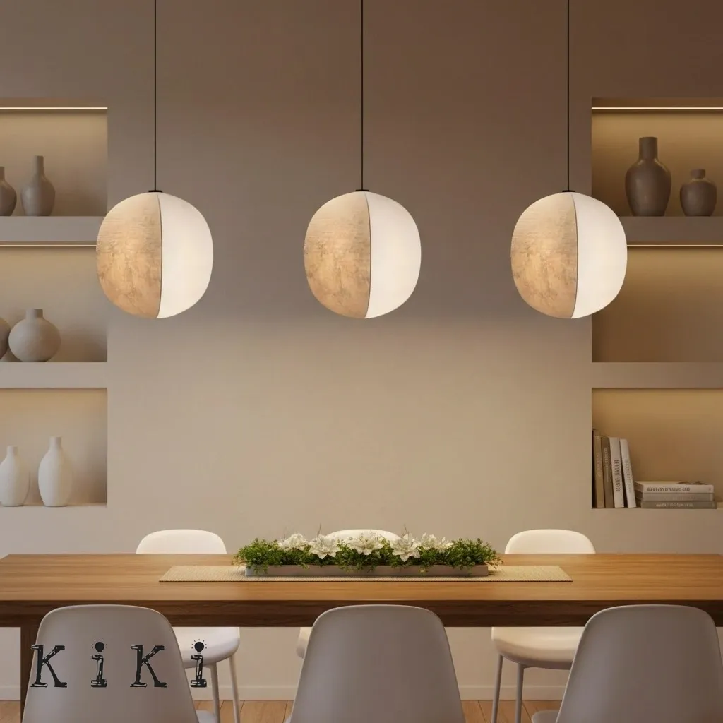 Diora Soft Fabric Shade Pendant Light - Modern Japandi for Living Room KL1744