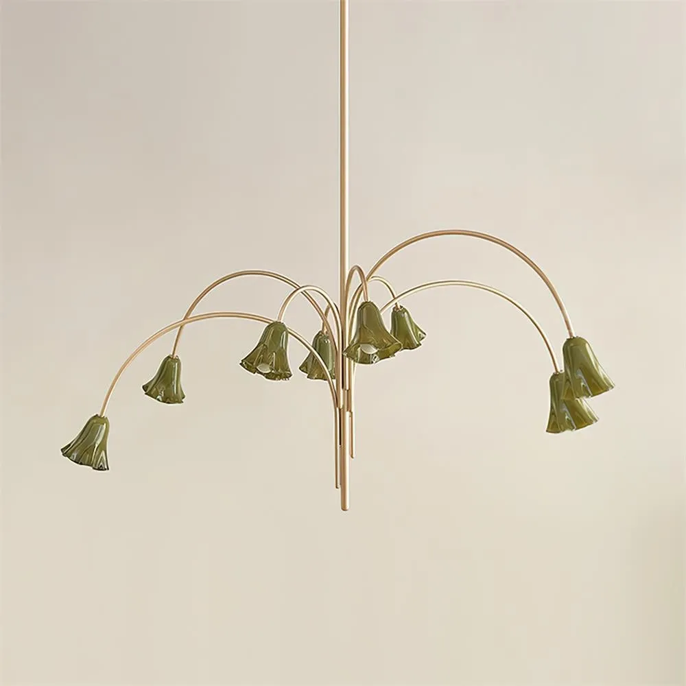 Bellina Modern Romantic Chandelier - Botanical Lily Design with Glass Flowers KL1449