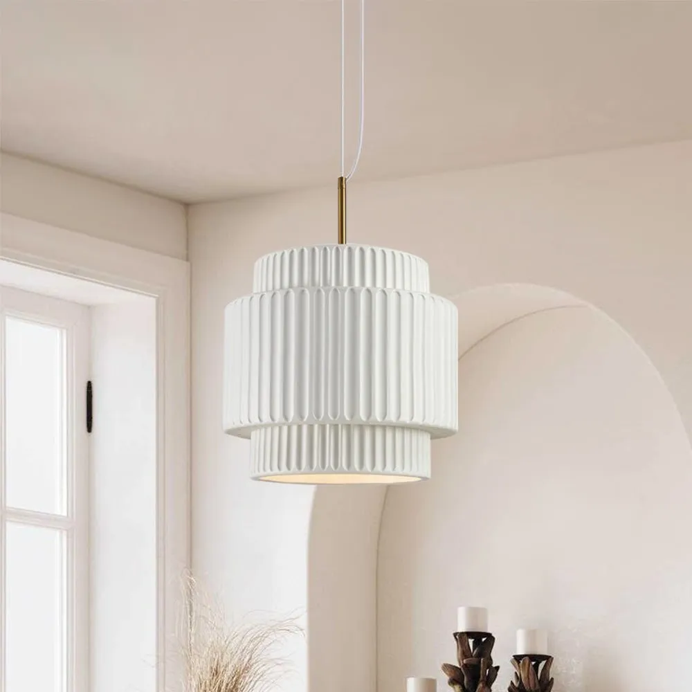 Cream Style Resin Drum Pendant Light KL170
