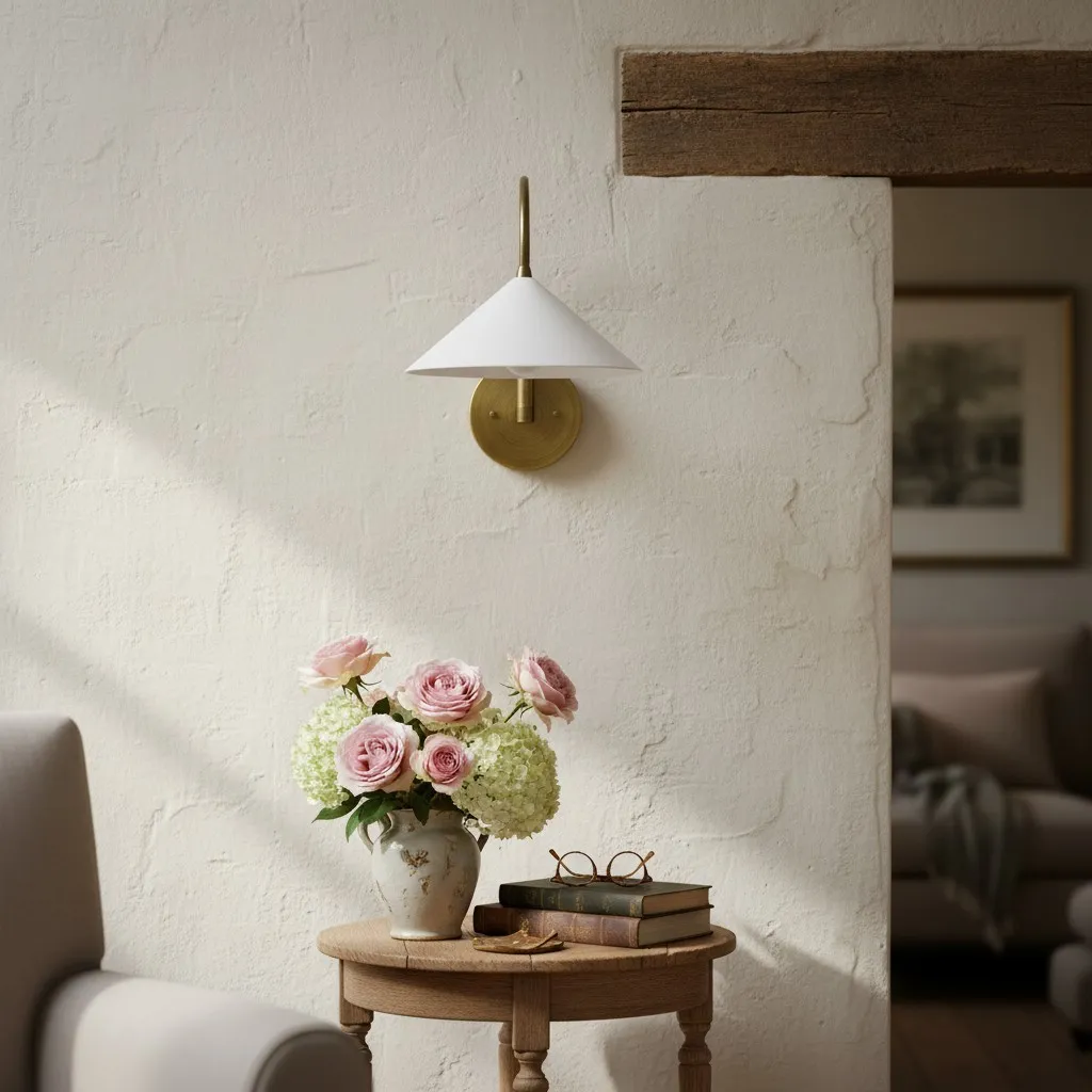 Curva Metal Vintage Wall Sconce  - Elegant Cone Shade for Bedrooms KL1511