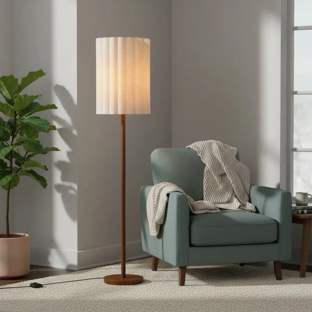 Linbron Fluted Fabric Shade Floor Light - Minimalist Fabric Floor Light for Interior Decor KL1667