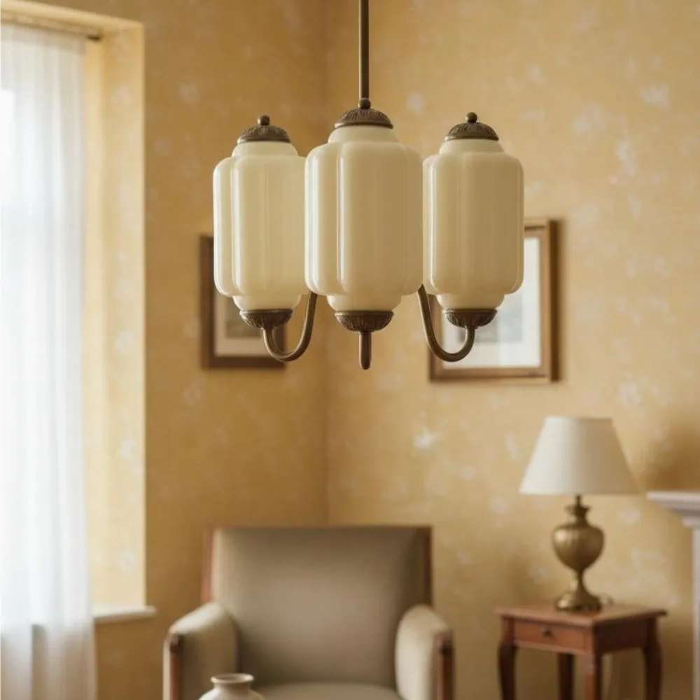 Vintage Eloise Glass 3 Lights Chandelier For Living Room KL928