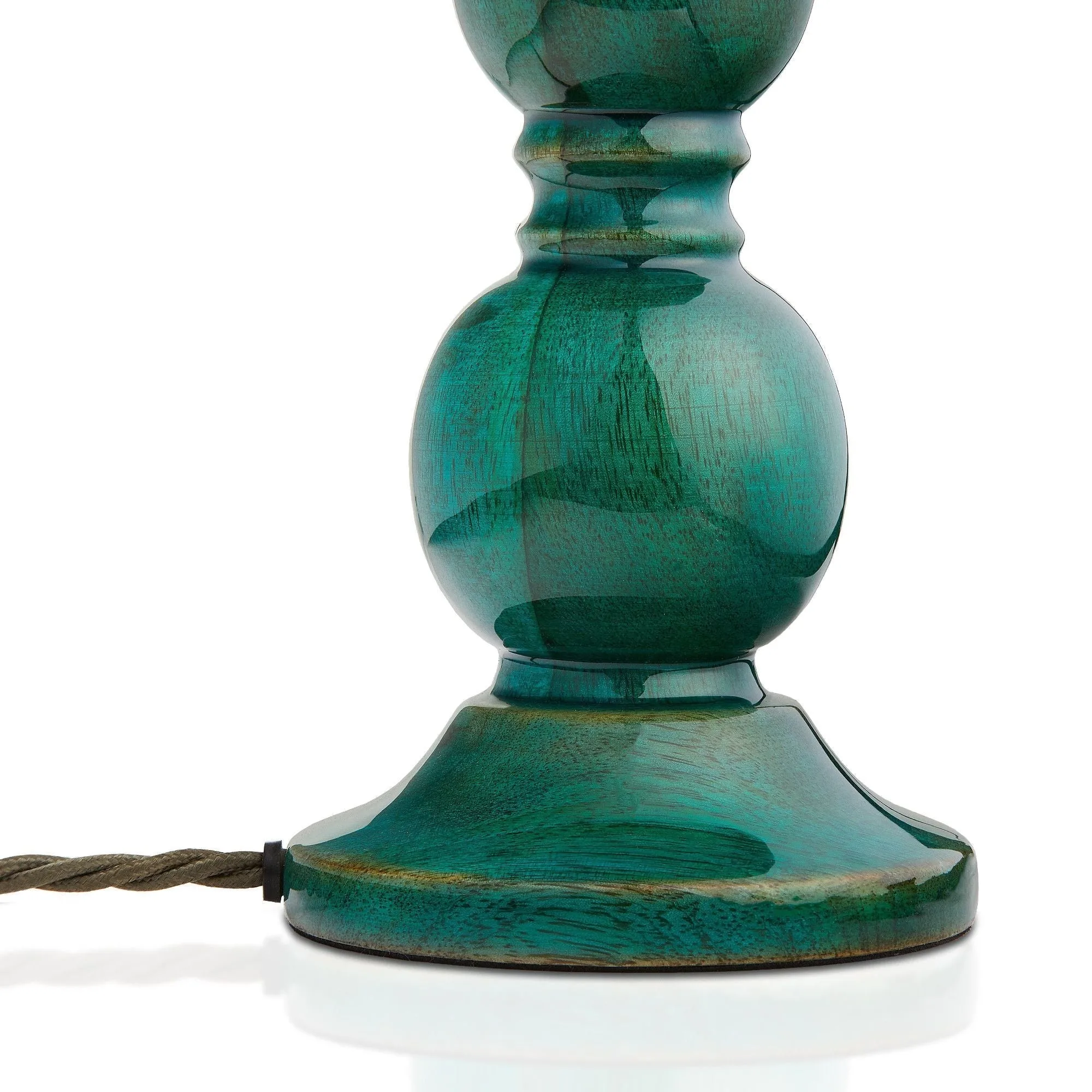 Grainora Soft Fabric Shade Table Lamp - Sculptural Wooden Base Lamp for Interiors KL2129