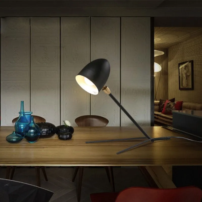 Geometric Metal Frame Tripod Table Lamp - Minimalist Modern Accent Light for Bedroom or Office