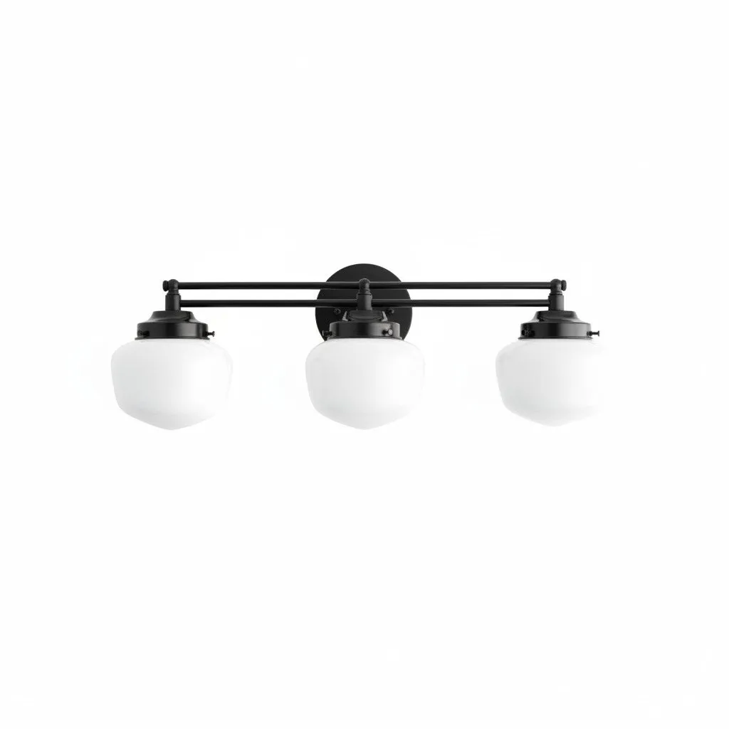 Opalume Glass Art Deco Vanity Light - Bathroom Wall Sconce with White Glass Shades KL1403