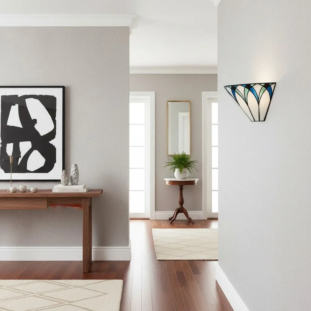 TF Allanton Metal and Glass Wall Light - Art Deco Sconce for Hallway or Living Room KL1767
