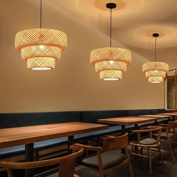 Boho Bamboo Pendant Light Fixture D897
