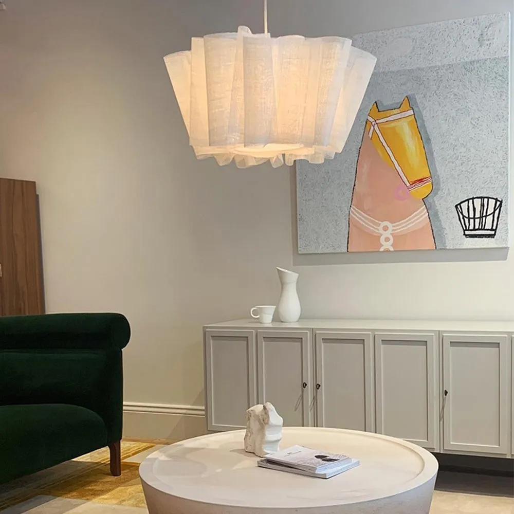 Pleated Linen Fabric Pendant Light – Nordic Layered Fabric Shade Lighting KL1212