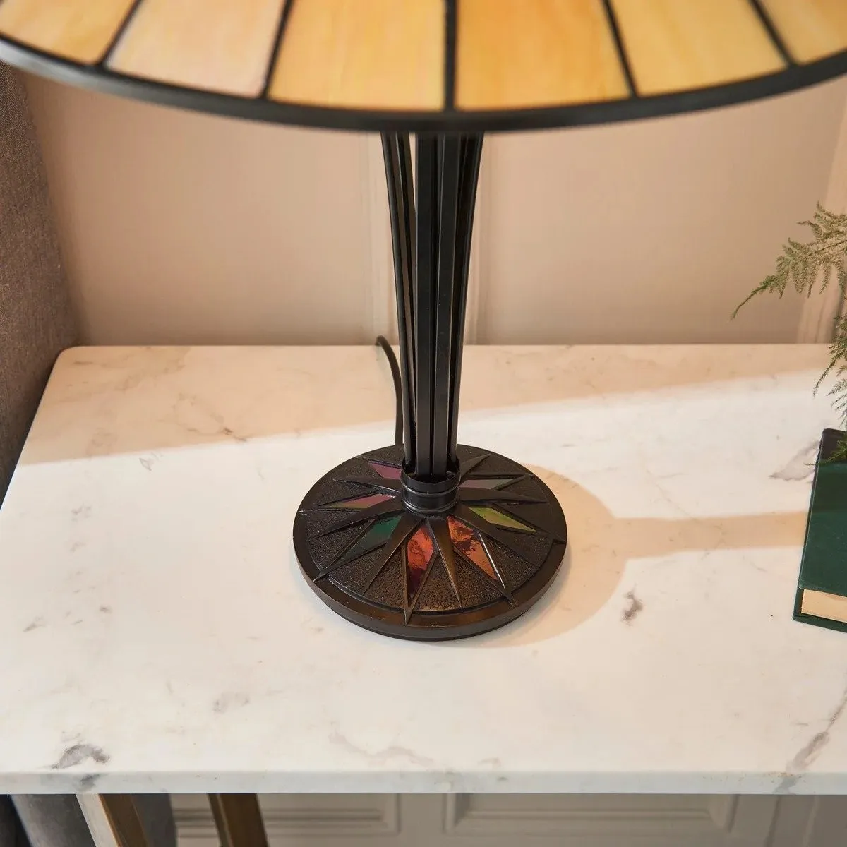 TF Dark Star Tiffany Style Geometric Shade Table Lamp for Bedroom and Accent Lighting KL1927