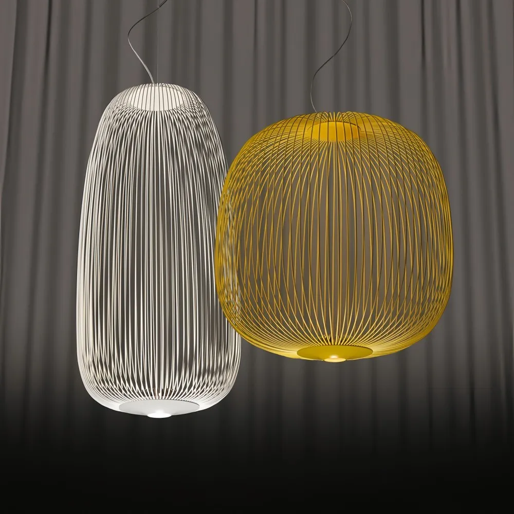Metal Frame Spokes Pendant Light - Airy Wire Design Lighting for Kitchen Island