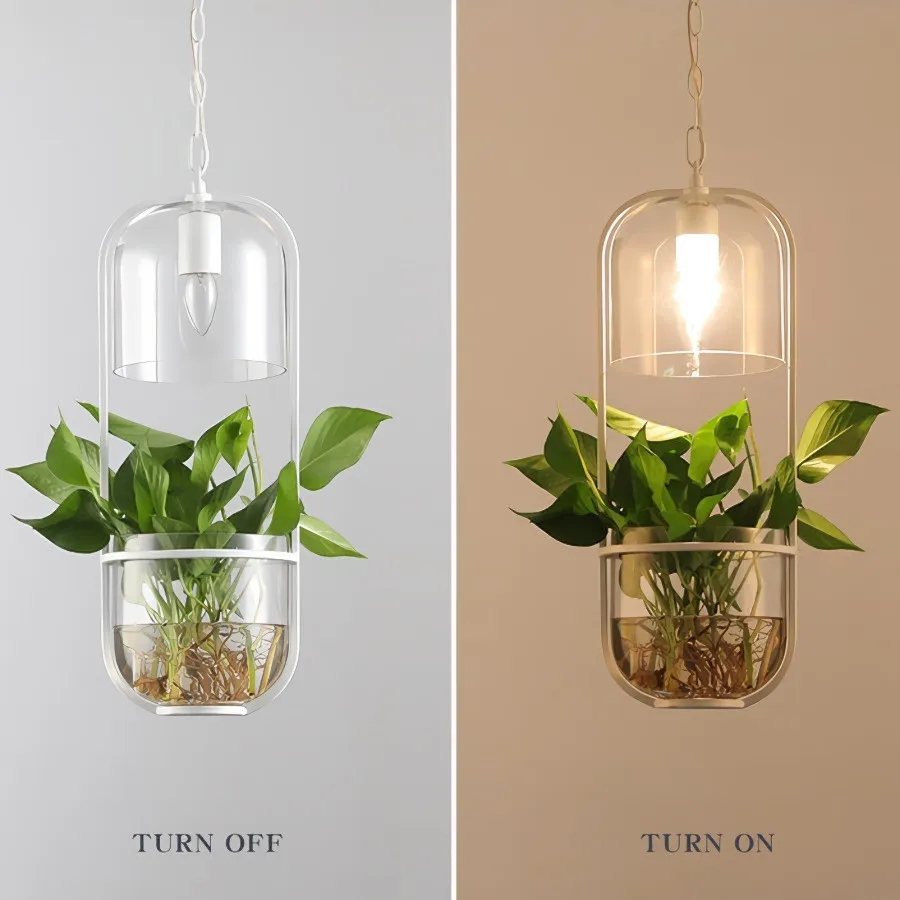 Water Plants Glass Pendant Light