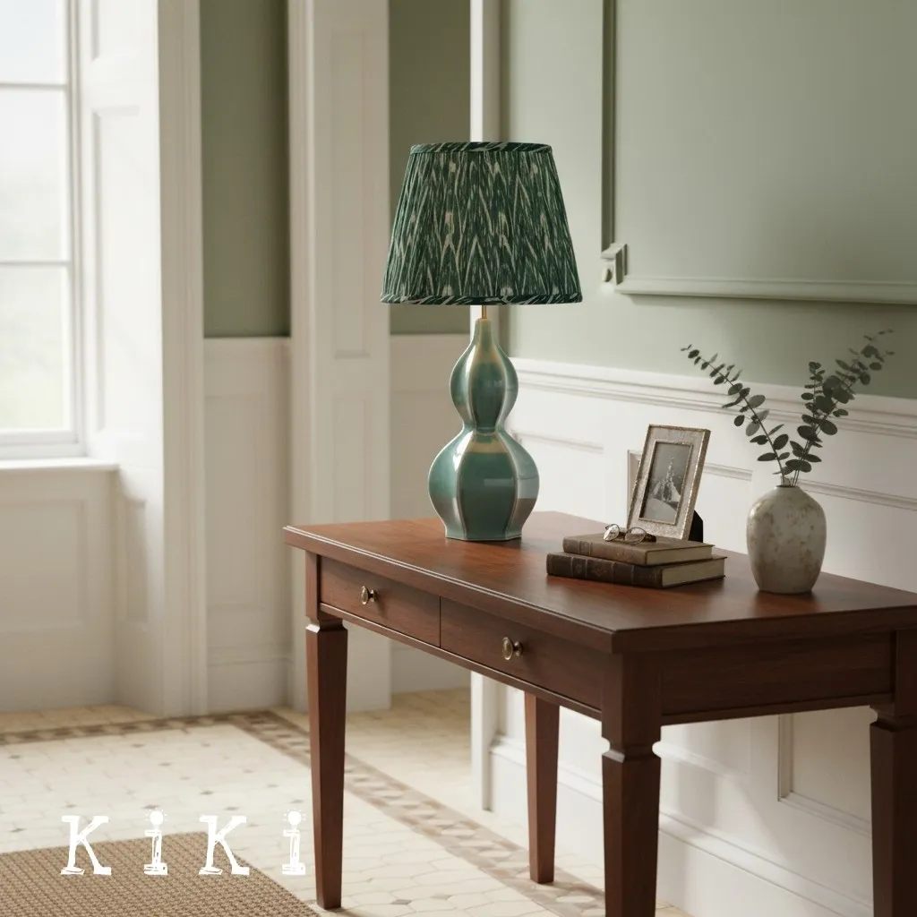 Thalune Pleated Ceramic Table Lamp - Decorative Lamp for Desk Room or Living Area KL2154