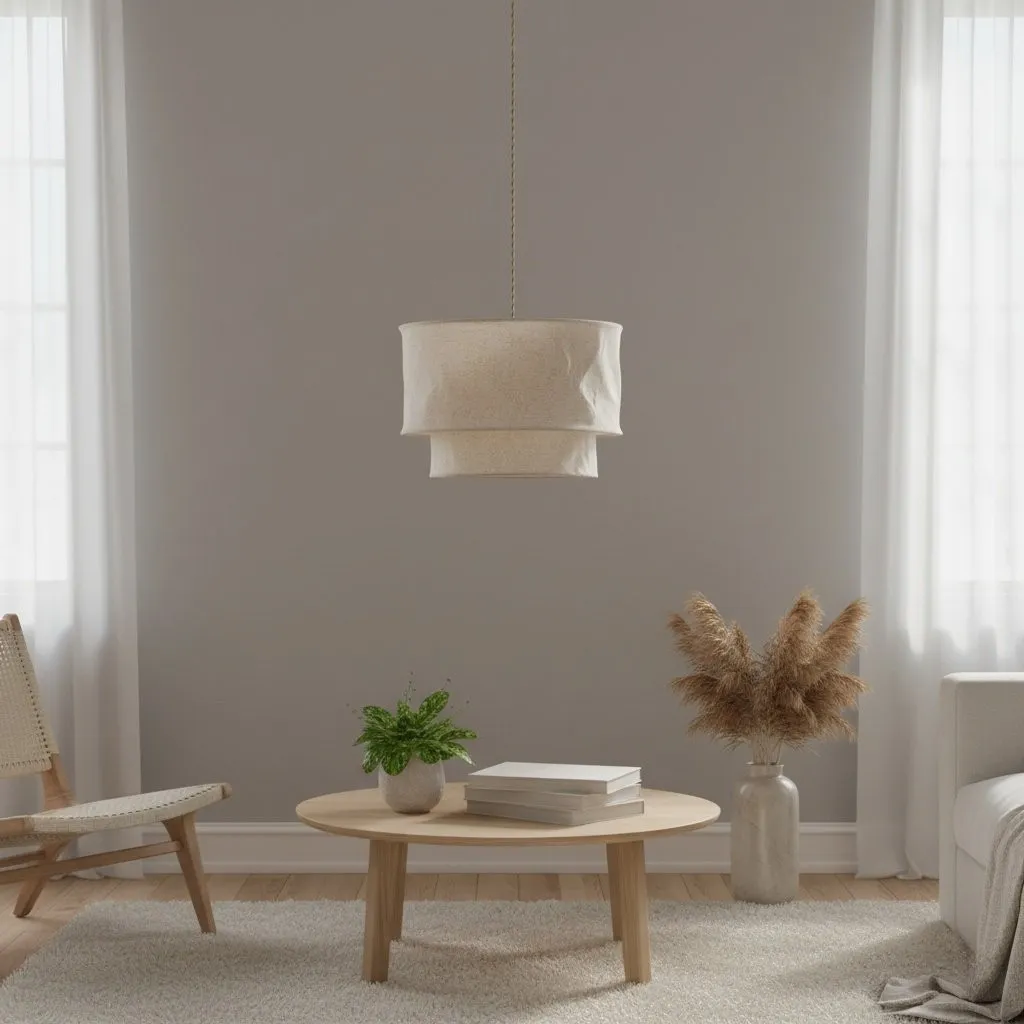 Aeroloom Minimalist Layered Textile Pendant Light for Dining and Lounge Areas KL2086