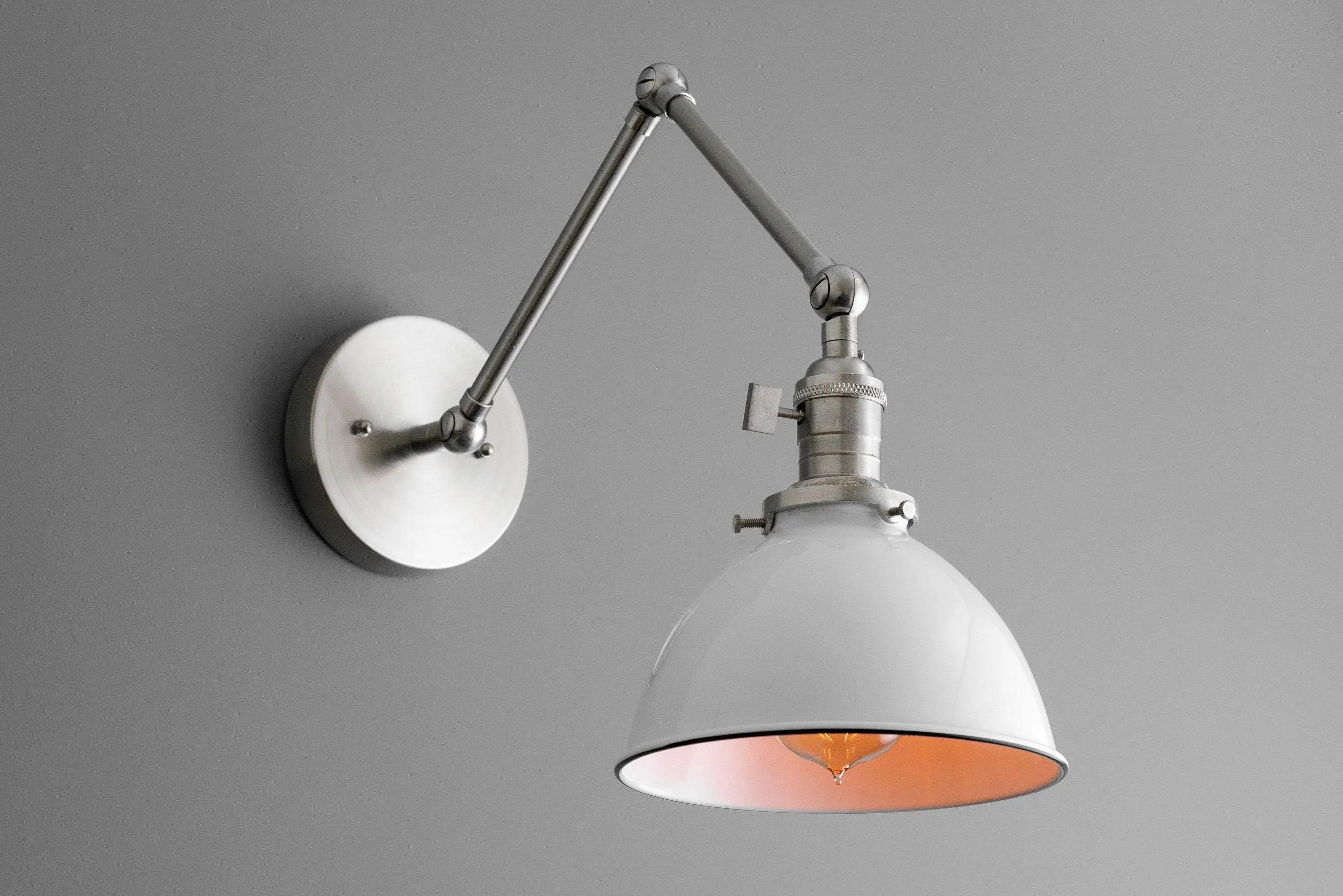 Conique Metal Vintage Industrial Swing Arm Wall Lamp - Adjustable Dome Shade for Study KL1440