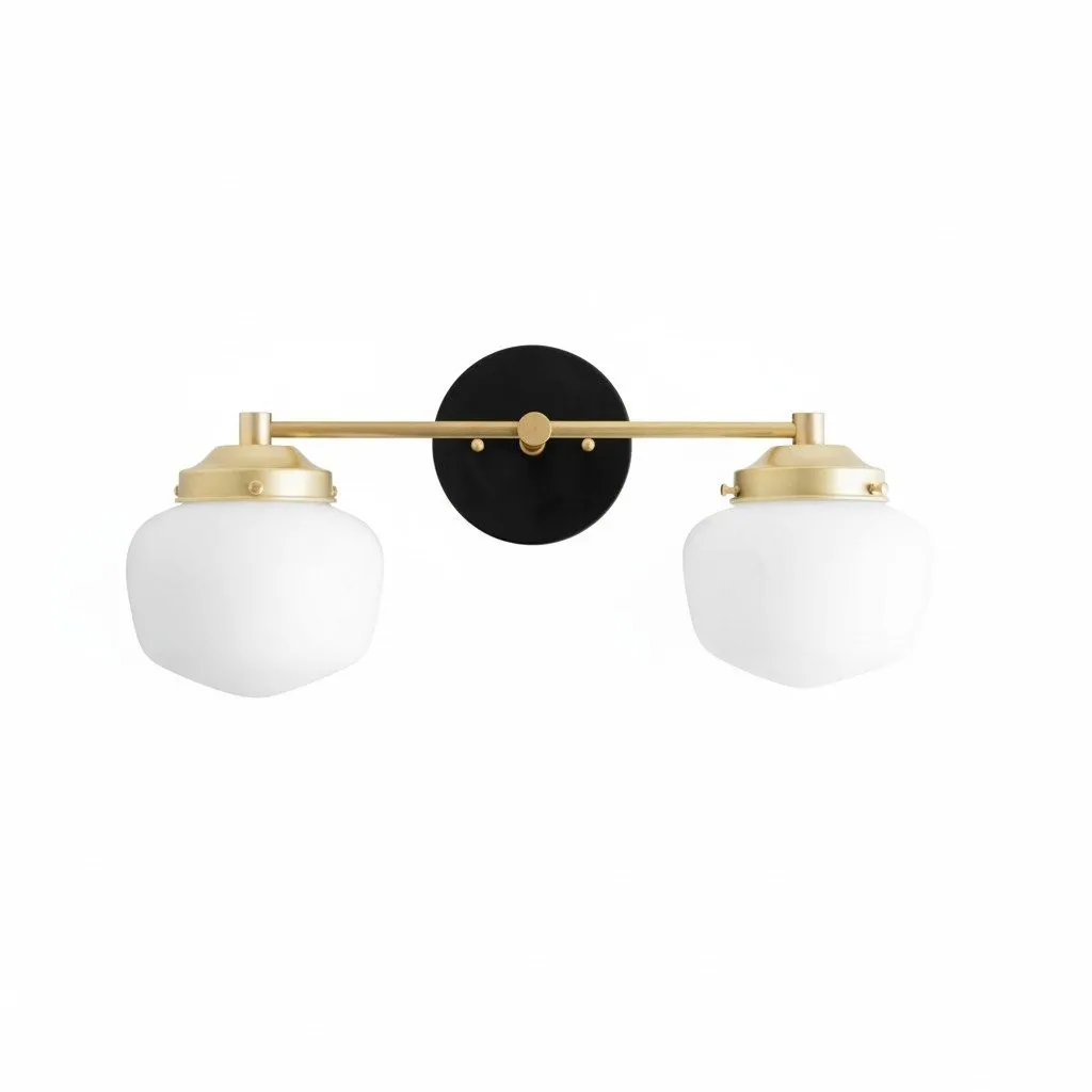 Opalume Glass Art Deco Vanity Light - Bathroom Wall Sconce with White Glass Shades KL1403