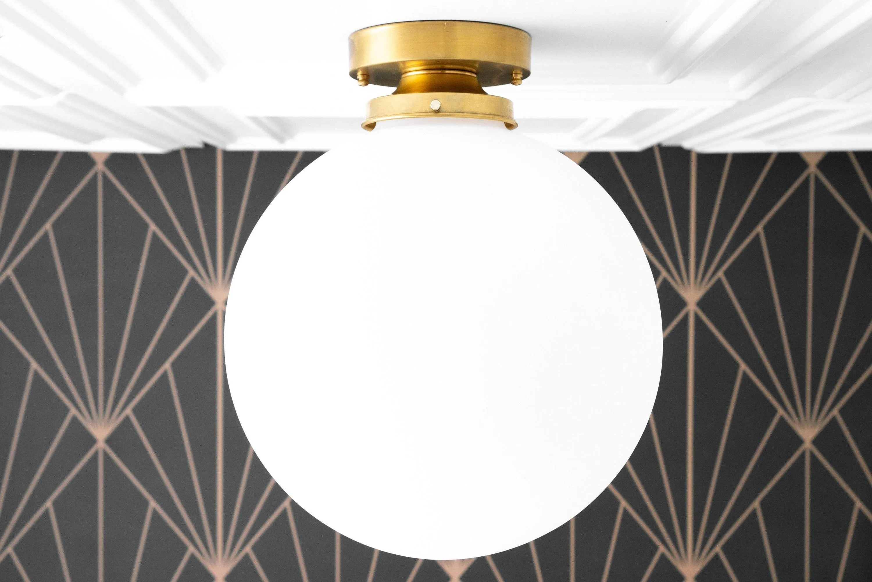 Glorica Glass 12 Inch Globe Ceiling Light - Frosted Glass Art Deco Pendant And Flush Mount KL1486