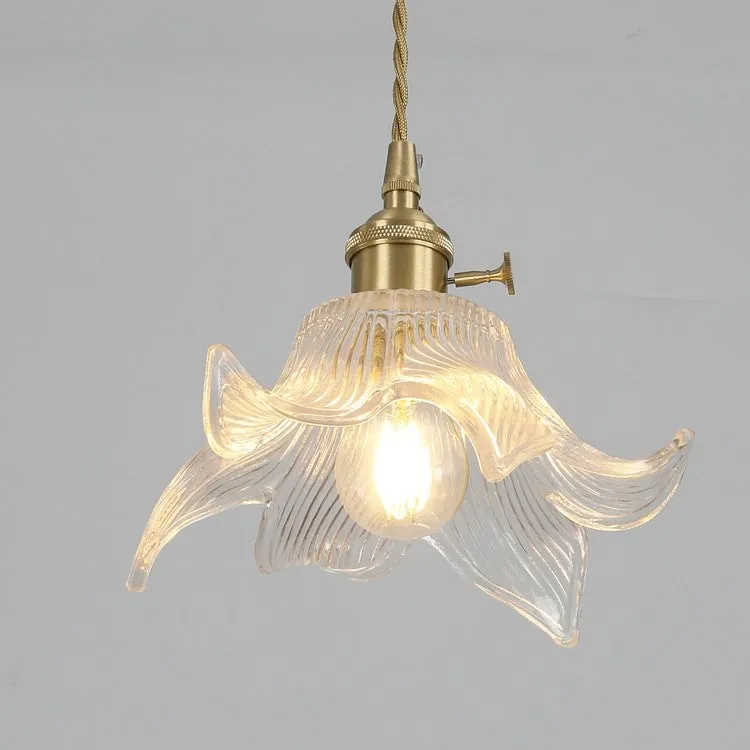 Traditional Japanese Brass Walnut Glass Ceramic Cylinder Conic Flower Bowl 1-Light Pendant Light For Dining Room KL1245