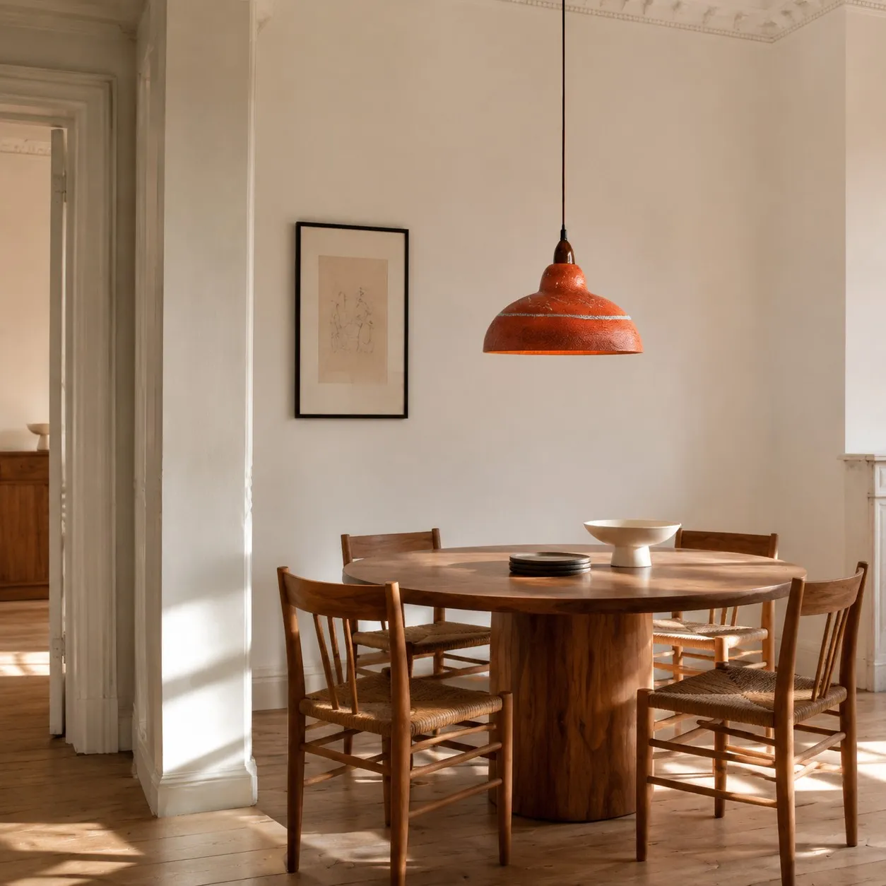 Terracotta resin pendant light in room setting