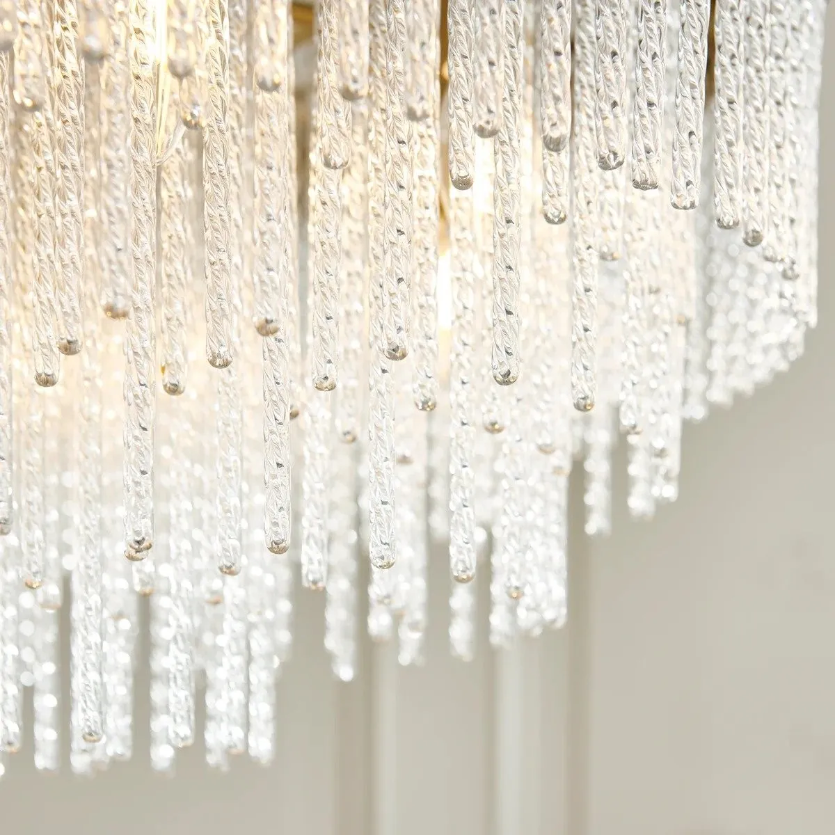 Cavara Multi-Tier Glass Rod Chandelie - Tiered Brass Pendant for Dining and Entry KL1834