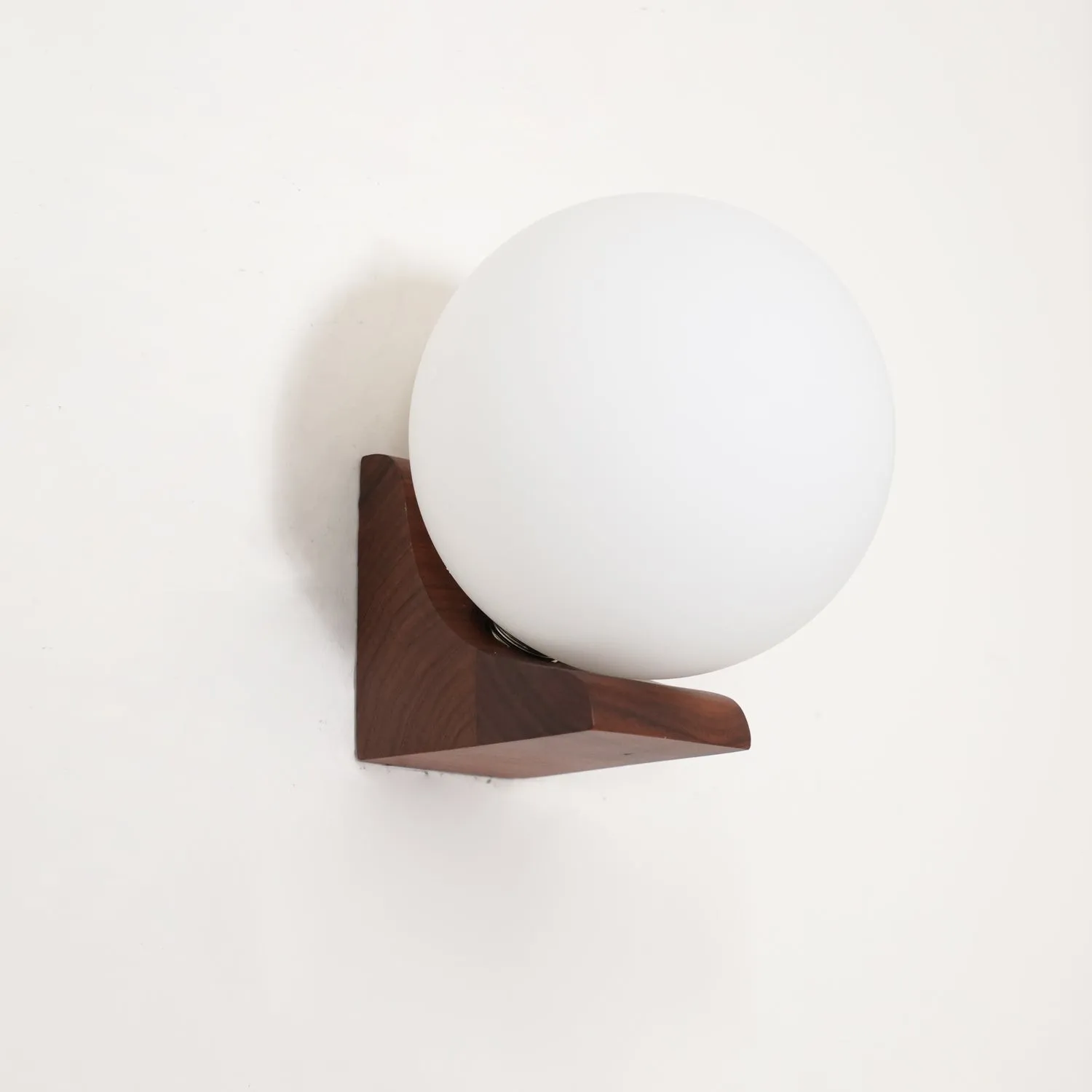 Minimalist Wooden Geometric Bracket Glass Globe Wall Lamp KL361