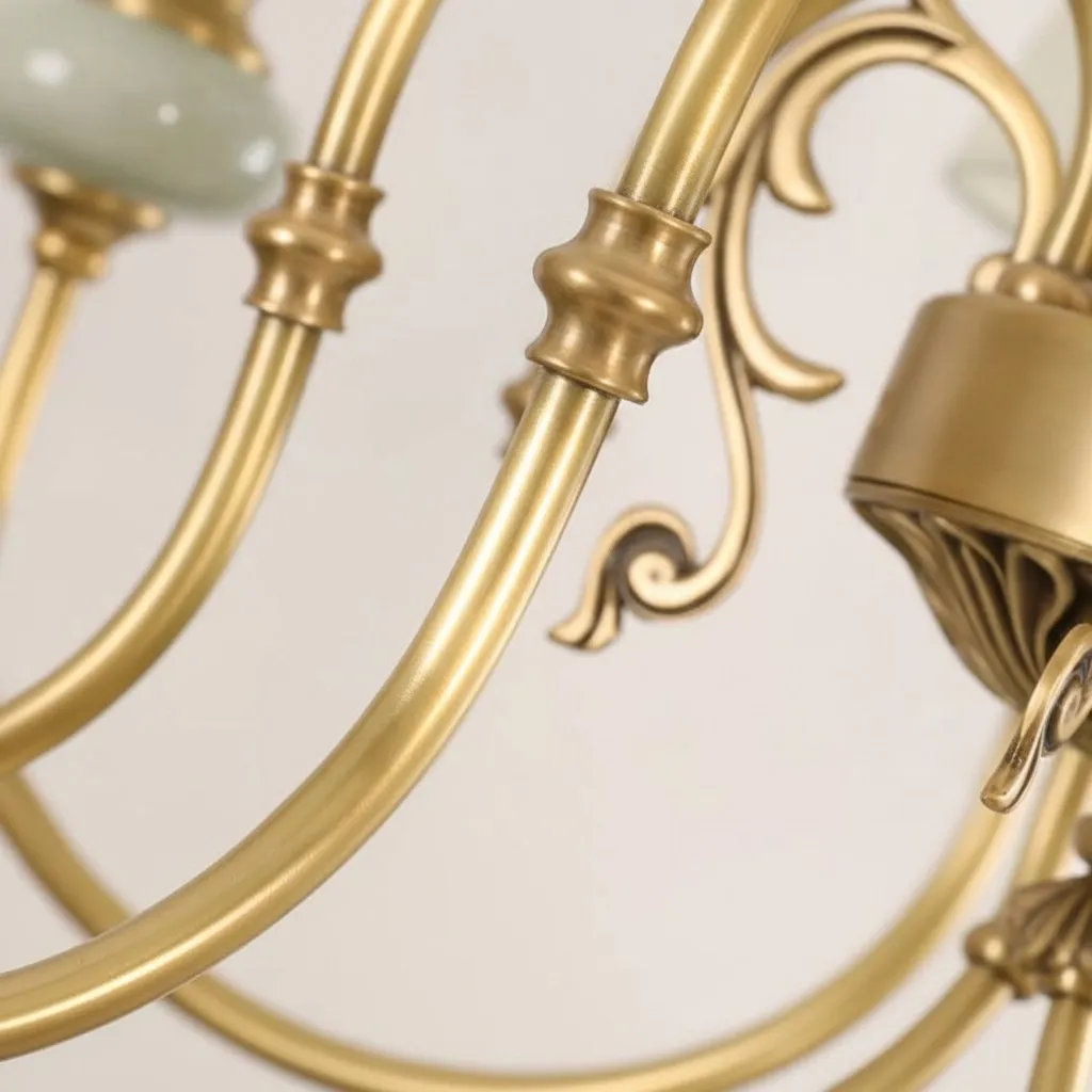 Altoris Branch Chandelier with Fabric Shades - Brass Ceramic Chandelier for Living Room KL2290