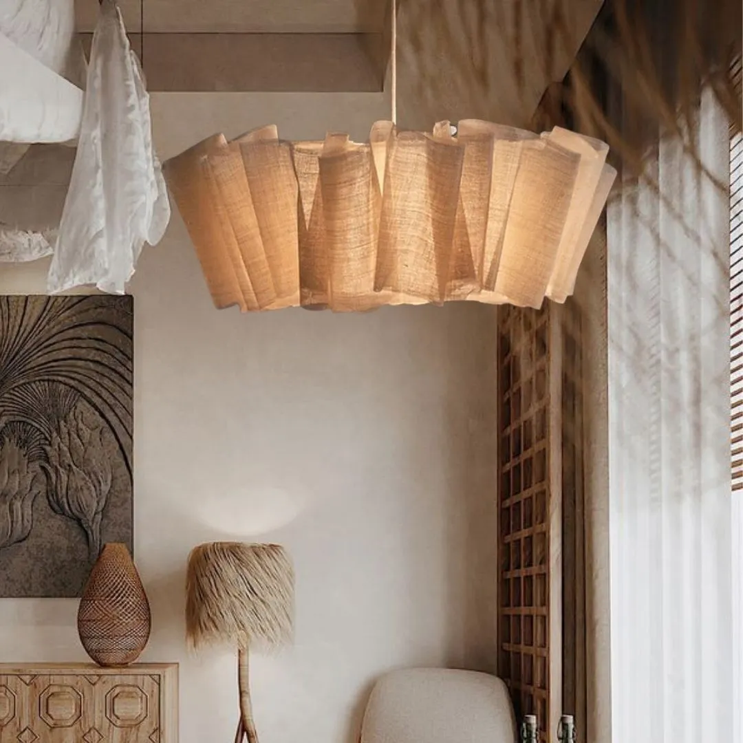 Pleated Linen Fabric Pendant Light – Nordic Layered Fabric Shade Lighting KL1212